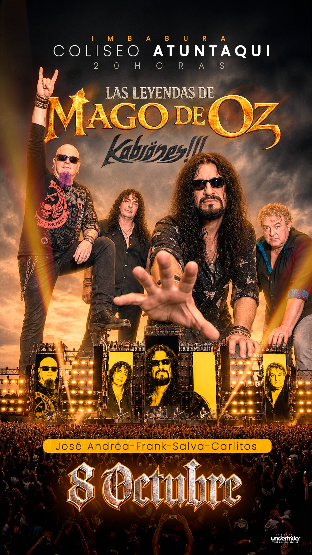 Afiche oficial del concierto Las Leyendas de Mago de Oz en Imbabura
